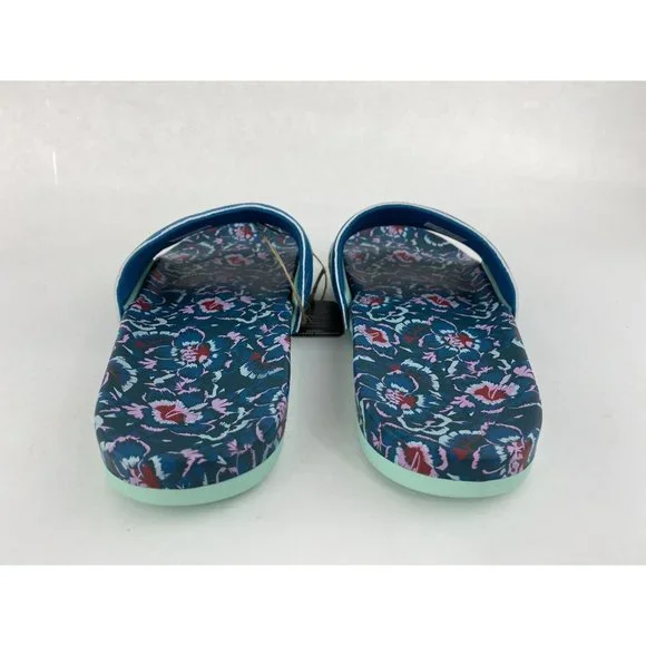 Adidas Adilette Comfort Blue Floral Women's Slides Teal Uncommon Colorway - Picture 4 of 10